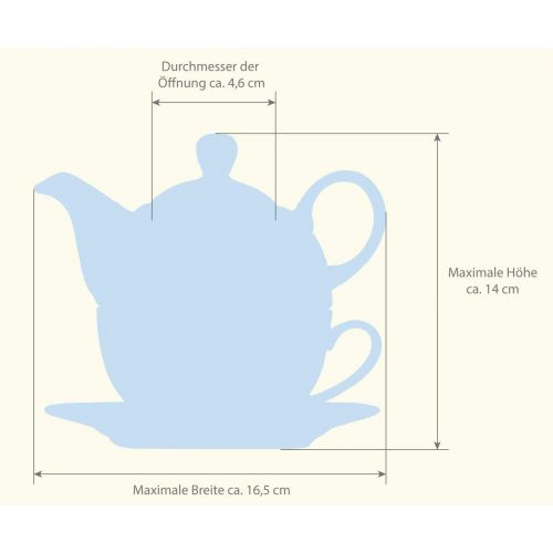  Aricola Tea for One - Teeset Vera mit 400ml. Handbemaltes Porzellan Teeservice fuer eine Person.