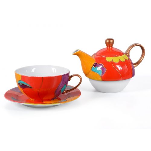  Aricola Tea for One - Teeset Lucy mit 400ml. Handbemaltes Porzellan Teeservice fuer eine Person.