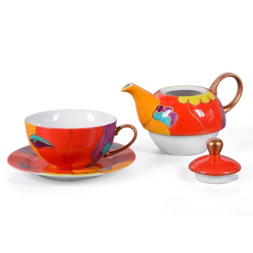  Aricola Tea for One - Teeset Lucy mit 400ml. Handbemaltes Porzellan Teeservice fuer eine Person.