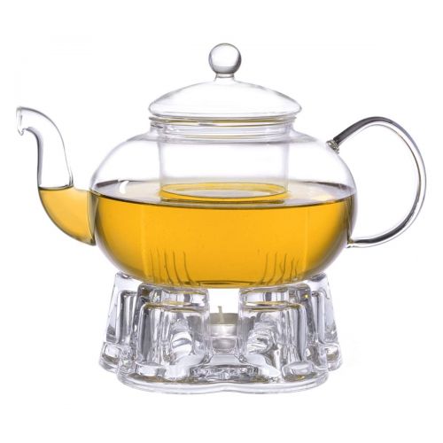  Aricola Teeset Melina 1,3 Liter. Glas-Teekanne 1,3 Liter mit Glassieb, 2 doppelwandige Teeglaser 200ml und Glasstoevchen