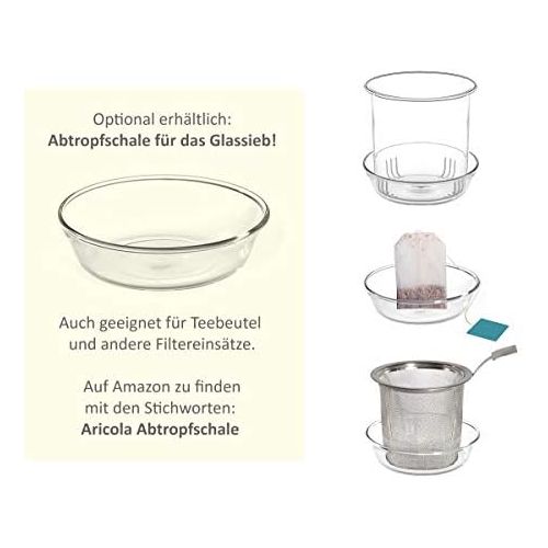  Aricola Teeset Melina 1,3 Liter. Glas-Teekanne 1,3 Liter mit Glassieb, 4 doppelwandige Teeglaser 360ml und Edelstahlstoevchen