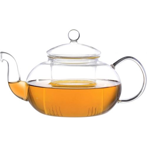 Aricola Teeset Melina 1,3 Liter. Glas-Teekanne 1,3 Liter mit Glassieb und 4 doppelwandige Teeglaser 360ml
