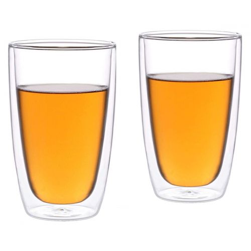  Aricola Teeset Melina 1,8 Liter. Glas-Teekanne 1,8 Liter mit Glassieb, 2 doppelwandige Teeglaser 360ml und Edelstahlstoevchen