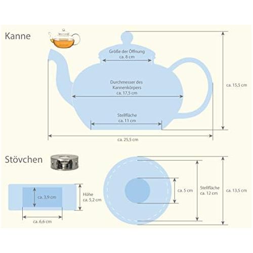  Aricola Teeset Melina 1,8 Liter. Glas-Teekanne 1,8 Liter mit Glassieb, 4 doppelwandige Teeglaser 360ml und Edelstahlstoevchen