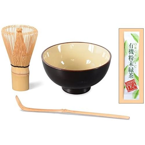  Aricola Matcha-Set 3-teilig beige, bestehend aus Matcha-Schale, Matcha-Loeffel und Matcha-Besen (Bambus) in Geschenkbox. Original