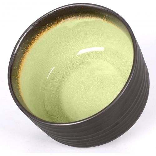  Aricola Matcha Komplettset 4-teilig, bestehend aus Matcha-Schale anthrazit/gruen mit Craquele-Muster, Matcha-Loeffel, Matcha-Besen und Besenhalter in eleganter Geschenkbox.