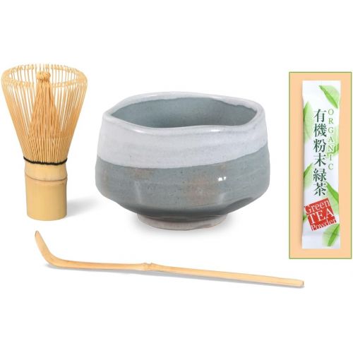  Matcha-Set 3-teilig, bestehend aus original japanischer Matcha Schale 500ml handgefertigt, Matcha Bambusloeffel, Matcha Bambusbesen, in eleganter Geschenkbox, Original Aricola