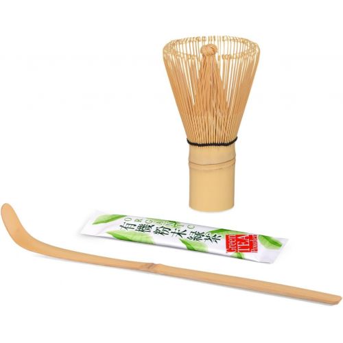  Matcha-Set 3-teilig, Malika schwarz/rot, bestehend aus Matcha-schale, Matcha-loeffel und Matcha-besen (Bambus) in Geschenkbox. Original Aricola