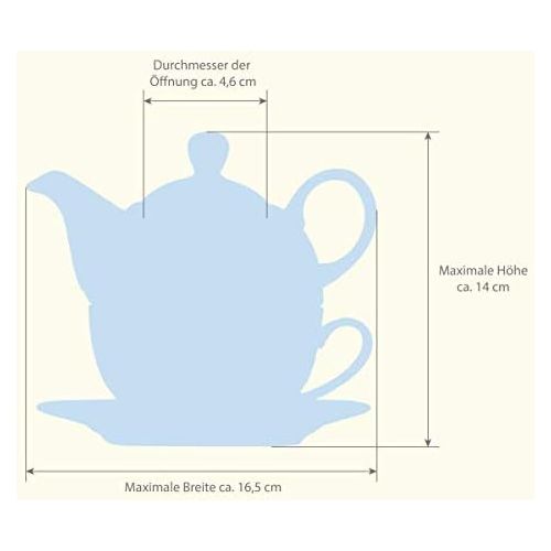  Aricola Tea for One - Teeset Sissi mit 400ml. Handbemaltes Porzellan Teeservice fuer eine Person.