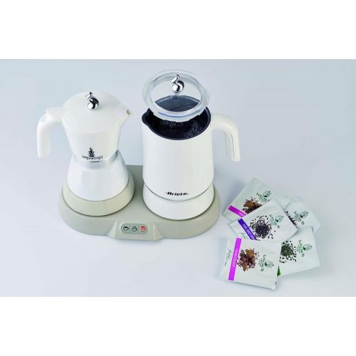  Ariete 1344 Breakfast Station 3-in 1 Espressokocher, Wasserkocher, Milchaufschaeumer, plastic 250 milliliters, Weiss