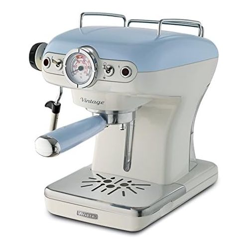  Ariete 1389 00M138915AR0 Siebtrager-Espressomaschine Vintage mit Milchaufschaumduese, 900 W, hellblau, Kunststoff