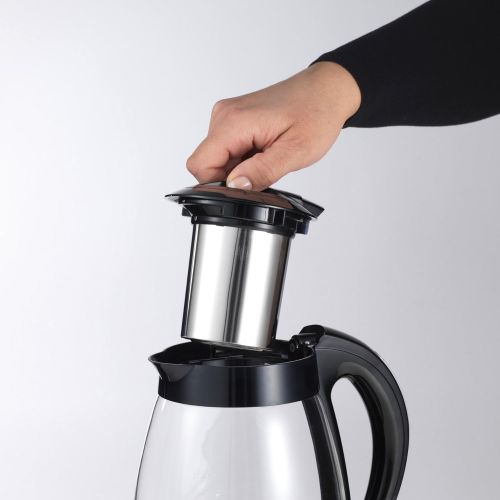  Ariete Tea Maker Maschine Automatische aus Glas fuer Tee, Tee und Tee, Filter aus Edelstahl, digitales Display, 2400W, 1.2Liter, Kunststoff, schwarz