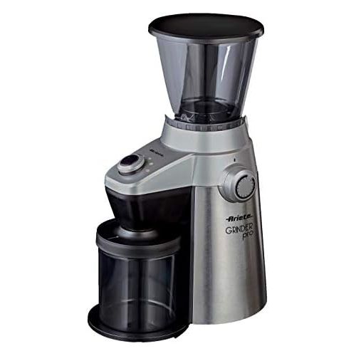  Ariete Grinder Pro Kaffeemuehle Elektro Profi, 15Stufen Mahlleistung, 150W, 0.3kg, Kunststoff, Silver/Schwarz