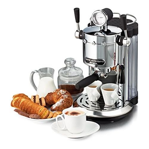  Ariete Novecento Espresso 1387/20 Fully Automatic Coffee Machine, Cappuccino, Vano Scalda Mug, 1100 W, 2 Cups, 15 Bar, Chrome, Silver/Black