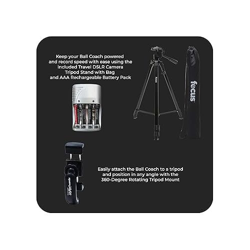  ArkiFACE Pocket Radar Ball Coach/Pro-Level Speed Training Tool and Radar Gun Bundle with 360-Degree Rotating Tripod Mount and Tripod Stand with Carrying Bag and Rechargeable Batteries (3 Items)