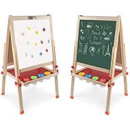 [아마존베스트]Arkmiido Kids Easel Double-Sided Whiteboard & Chalkboard Standing Easel with Bonus Magnetics, Numbers and Other Accessories for Kids and Tollders (48.8 inch)