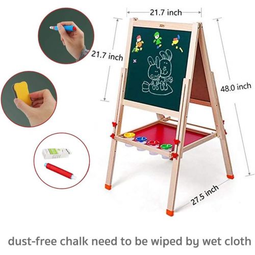  [아마존베스트]Arkmiido Kids Easel Double-Sided Whiteboard & Chalkboard Standing Easel with Bonus Magnetics, Numbers and Other Accessories for Kids and Tollders (48.8 inch)