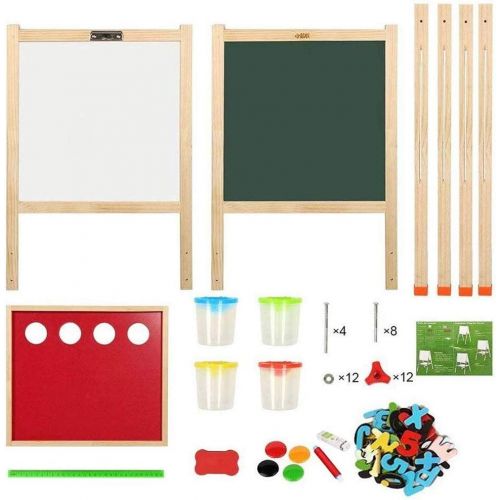  [아마존베스트]Arkmiido Kids Easel Double-Sided Whiteboard & Chalkboard Standing Easel with Bonus Magnetics, Numbers and Other Accessories for Kids and Tollders (48.8 inch)