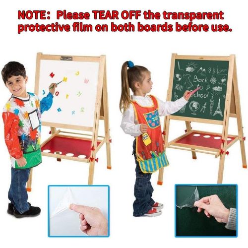  [아마존베스트]Arkmiido Kids Easel Double-Sided Whiteboard & Chalkboard Standing Easel with Bonus Magnetics, Numbers and Other Accessories for Kids and Tollders (48.8 inch)