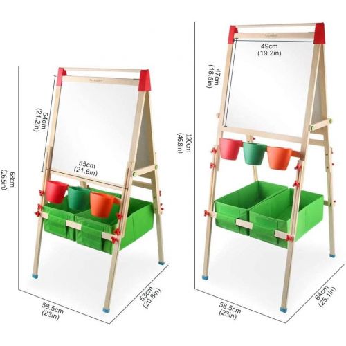  [아마존베스트]Arkmiido Kids Easel with Paper Roll Double-Sided Whiteboard & Chalkboard Standing Easel with Numbers and Other Accessories for Kids and Tollders (with Paper roll)