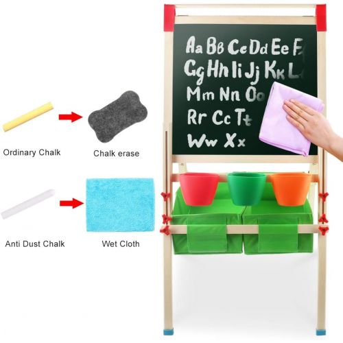  [아마존베스트]Arkmiido Kids Easel with Paper Roll Double-Sided Whiteboard & Chalkboard Standing Easel with Numbers and Other Accessories for Kids and Tollders (with Paper roll)