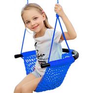 [아마존베스트]Arkmiido Kids Swing, Swing Seat for Kids with Adjustable Ropes, Hand-kitting Rope Swing Seat Great for Tree, Indoor, Playground, Background (Blue)