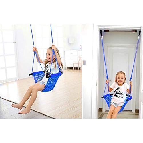  [아마존베스트]Arkmiido Kids Swing, Swing Seat for Kids with Adjustable Ropes, Hand-kitting Rope Swing Seat Great for Tree, Indoor, Playground, Background (Blue)