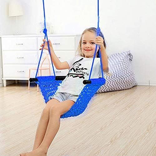  [아마존베스트]Arkmiido Kids Swing, Swing Seat for Kids with Adjustable Ropes, Hand-kitting Rope Swing Seat Great for Tree, Indoor, Playground, Background (Blue)