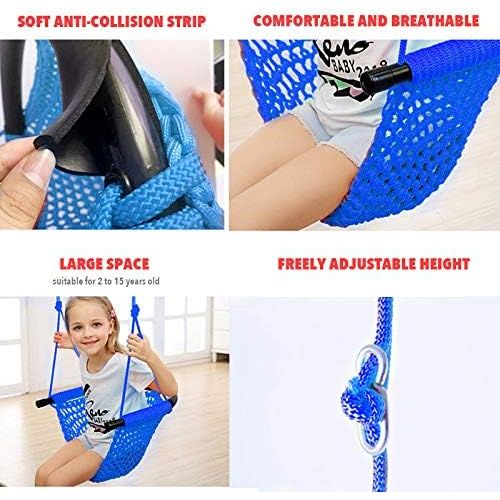  [아마존베스트]Arkmiido Kids Swing, Swing Seat for Kids with Adjustable Ropes, Hand-kitting Rope Swing Seat Great for Tree, Indoor, Playground, Background (Blue)