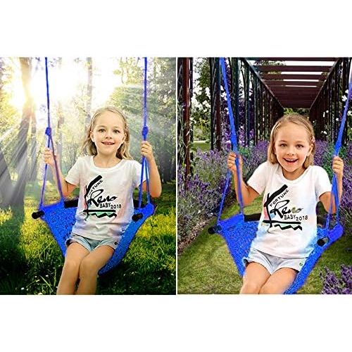  [아마존베스트]Arkmiido Kids Swing, Swing Seat for Kids with Adjustable Ropes, Hand-kitting Rope Swing Seat Great for Tree, Indoor, Playground, Background (Blue)