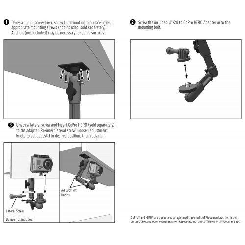  Arkon Robuste, verstellbare Wandhalterung fuer GoPro Hero Action Kameras Retail schwarz