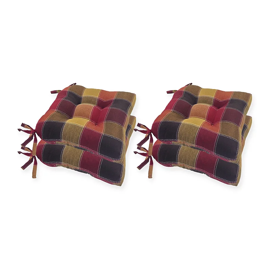  Arlee Home Fashions Harris Plaid Chair Pad (Set of 4)