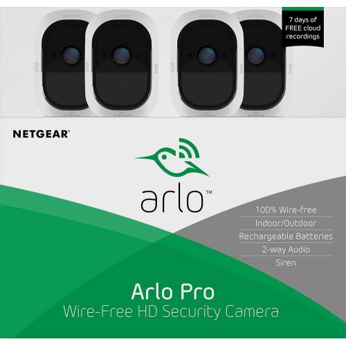  [아마존베스트]Arlo Pro VMS4430 Indoor/Outdoor HD Wire Free Security System with 4 Cameras (White)