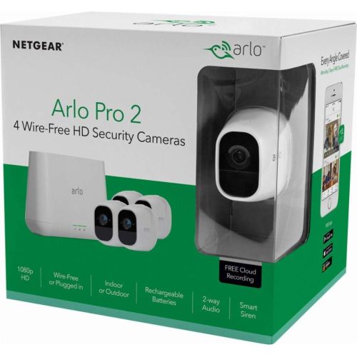  Arlo - Pro 2 4-Camera Indoor/Outdoor Wireless 1080p Security Camera System - White