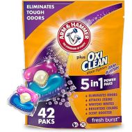 ARM & HAMMER Plus OxiClean with Odor Blasters Concentrated Laundry Detergent, 5-in-1 Laundry Stain Remover, Fresh Burst Detergent Power Paks, 42 Count Bag