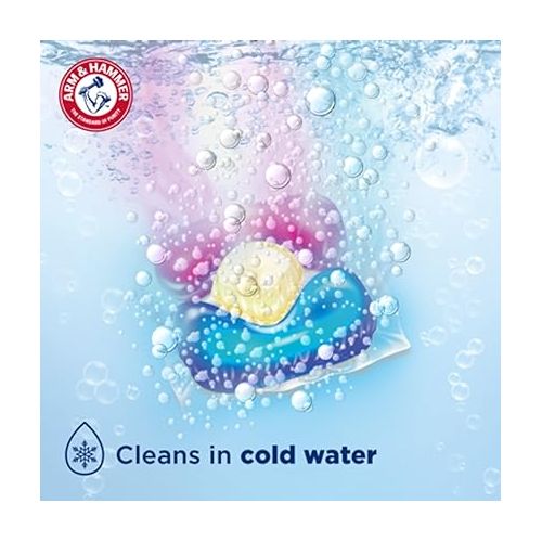  ARM & HAMMER Plus OxiClean with Odor Blasters Concentrated Laundry Detergent, 5-in-1 Laundry Stain Remover, Fresh Burst Detergent Power Paks, 42 Count Bag