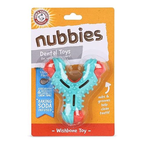  Arm & Hammer for Pets Nubbies Wishbone Dog Dental Toy| Best Dog Chew Toy for Moderate Chewers | Dog Dental Toy Helps Reduce Plaque & Tartar | Chicken Flavor Baking Soda (Pack of 1)