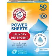 Arm & Hammer Power Sheets Laundry Detergent, Fresh Linen 50ct, up to 100 Small Loads (Packaging may vary)