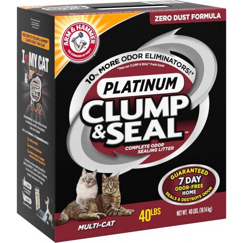  ARM & HAMMER Clump & Seal Platinum Cat Litter, Multi-Cat, 40 lb