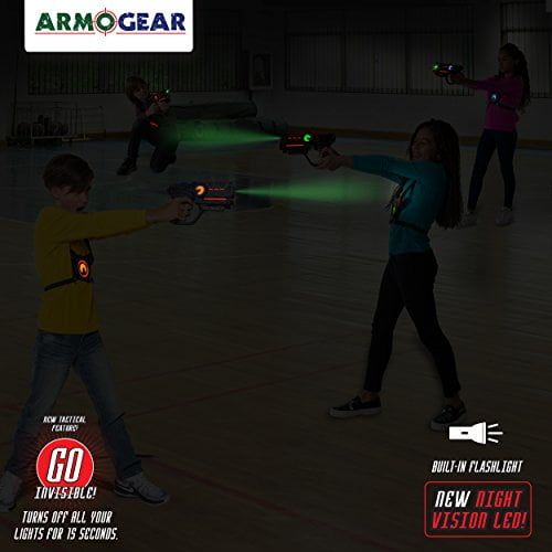  ArmoGear Infrared Laser Tag Guns and Vests - Laser Battle Mega Pack Set of 4 - Infrared 0.9mW