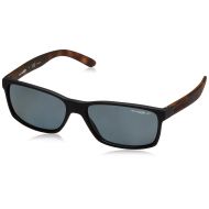 Arnette Mens Slickster Polarized Rectangular Sunglasses, fuzzy black, 57.7 mm