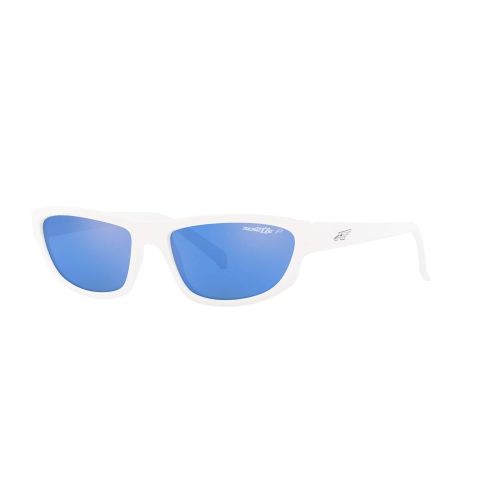  Arnette Lost Boy, Post Malone Exclusive Collection, Unisex Rectangular Polarized Sunglasses White Frame/Blue Lens 56 MM