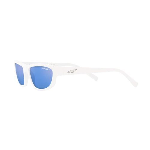  Arnette Lost Boy, Post Malone Exclusive Collection, Unisex Rectangular Polarized Sunglasses White Frame/Blue Lens 56 MM