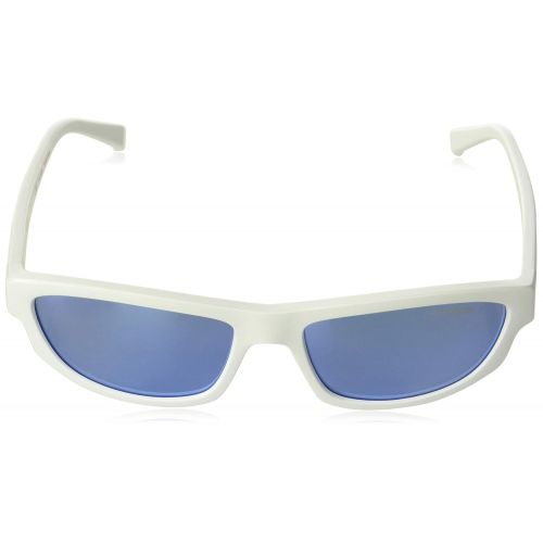  Arnette Lost Boy, Post Malone Exclusive Collection, Unisex Rectangular Polarized Sunglasses White Frame/Blue Lens 56 MM