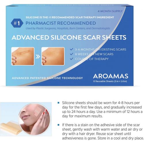   [아마존핫딜]Aroamas Professional Silicone Scar Sheets, Soften and Flattens Scars Resulting from Surgery, Injury,...