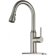 [아마존 핫딜] [아마존핫딜]Kitchen Faucet Pull Down-Arofa A01LY Commercial Modern Single Hole Single Handle high arc Stainless Steel Brushed Nickel Kitchen Sink faucets with Pull Out Sprayer