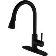 [아마존핫딜][아마존 핫딜] Pull Down Kitchen Sink Faucet -Arofa A02BY Contemporary Matte Black Single Handle Gooseneck Stainless Steel Pull Out Kitchen Faucet With Sprayer