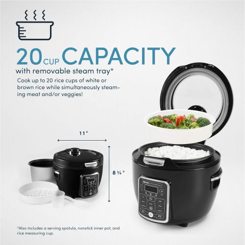  [아마존베스트]Aroma Professional ARC-1230B Grain, Oatmeal,Slow Cooker, Saute, Steam, Timer, 10 Cup Uncooked/20 Cup Cooked (Aroma Measuring Cup), Black