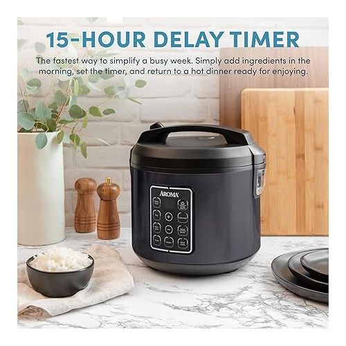  AROMA® 12-Cup (Cooked) Digital Rice & Grain Multicooker (ARC-966BD), Black