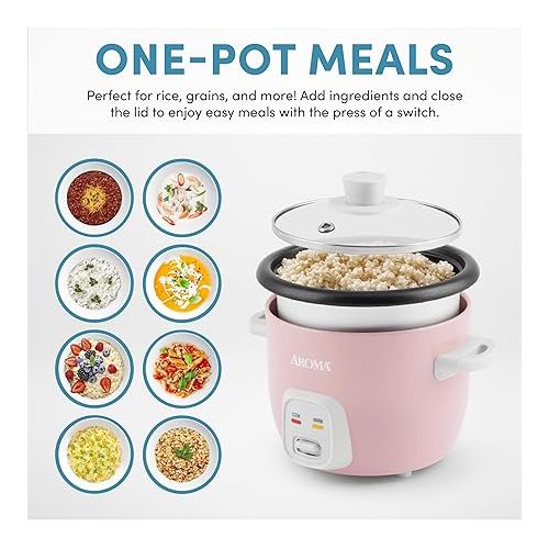  Aroma Housewares 4-Cups (Cooked) / 1Qt. Rice & Grain Cooker (ARC-302NGP), Pink